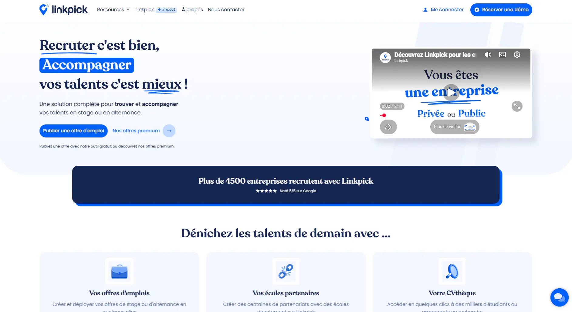 Page d'accueil de la plateforme Linkpick